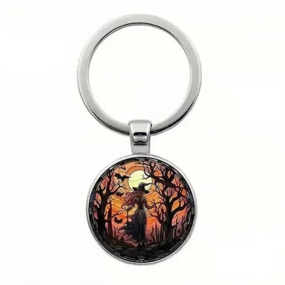 Stainless Steel WITCH Halloween Keyring Keychain Accessory - Picture 2 of 3